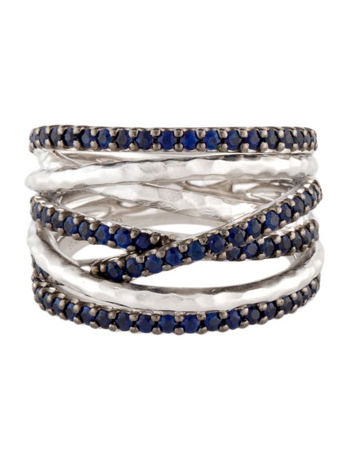 Gabriel & Co. 1.06ctw Sapphire Hammered Crossover Cocktail Ring