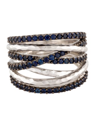 Gabriel & Co. 1.06ctw Sapphire Hammered Crossover Cocktail Ring