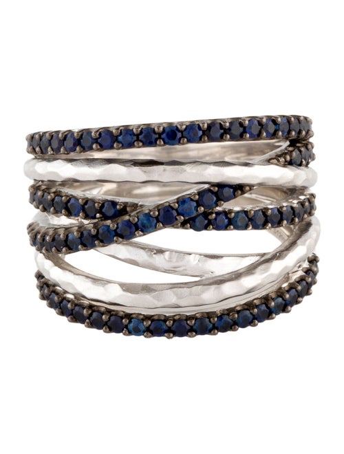 Gabriel & Co. 1.06ctw Sapphire Hammered Crossover Cocktail Ring