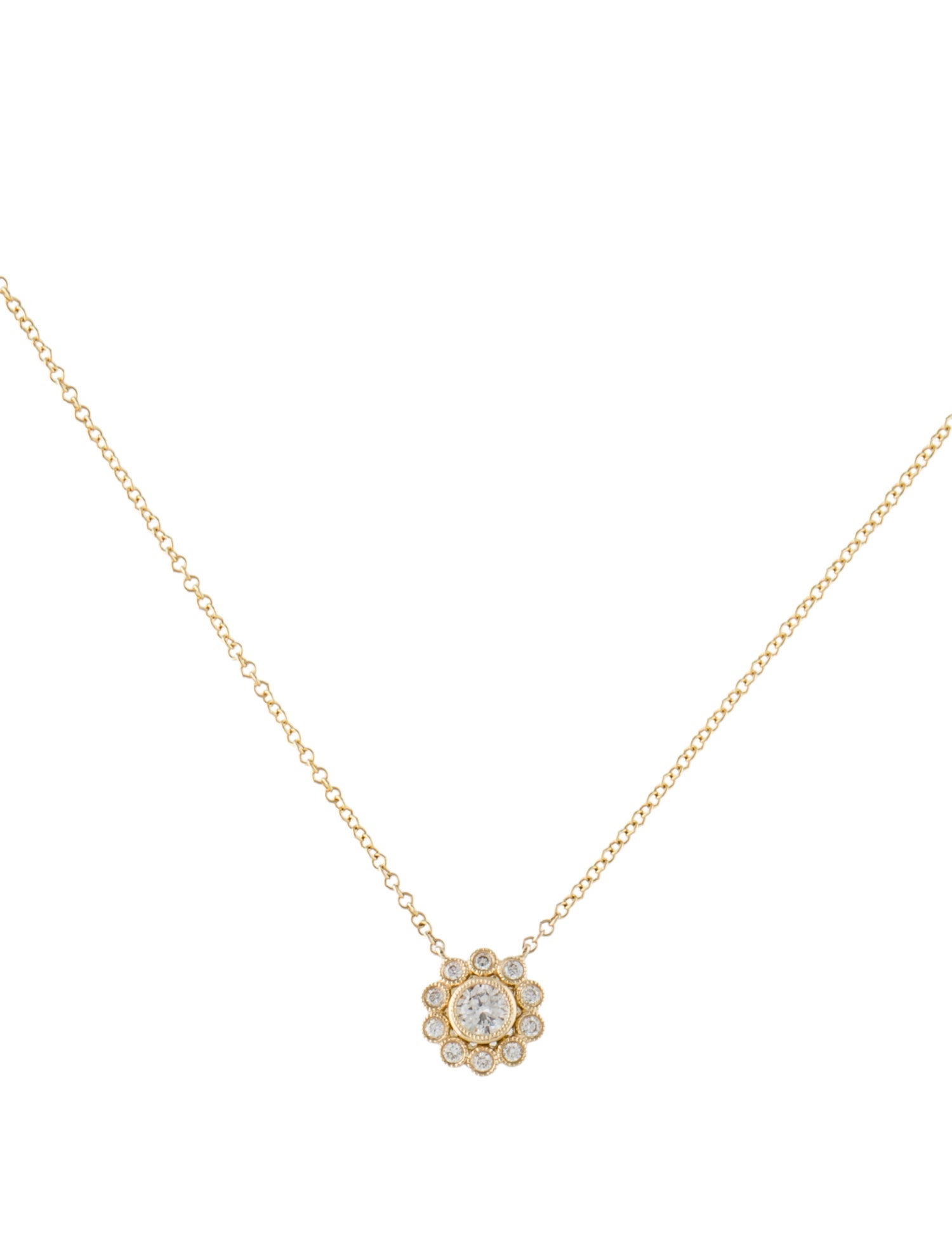 Gabriel & Co. 14K Diamond Floral Pendant Necklace