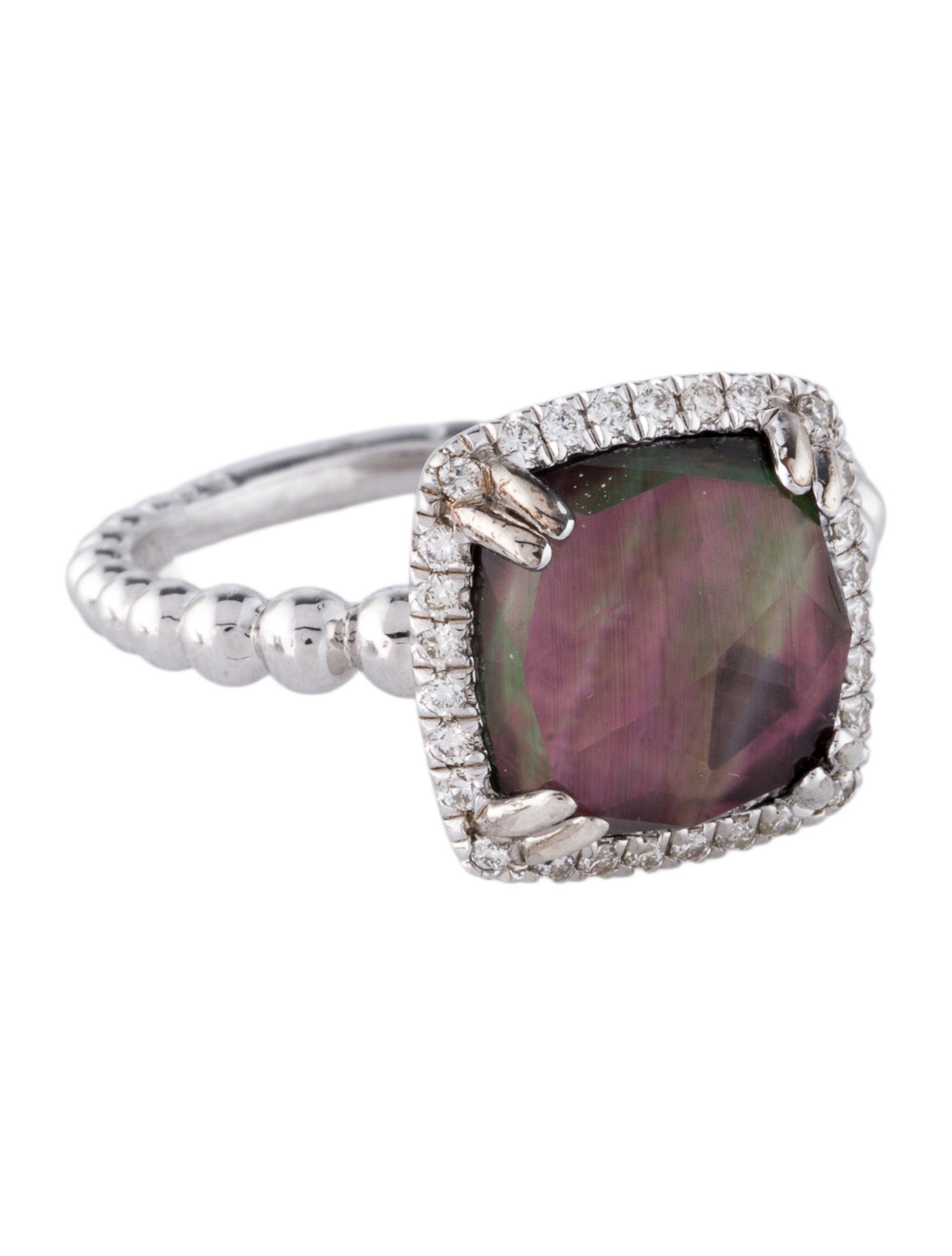 Gabriel & Co. Quartz, Mother Of Pearl & Diamond Cocktail Ring