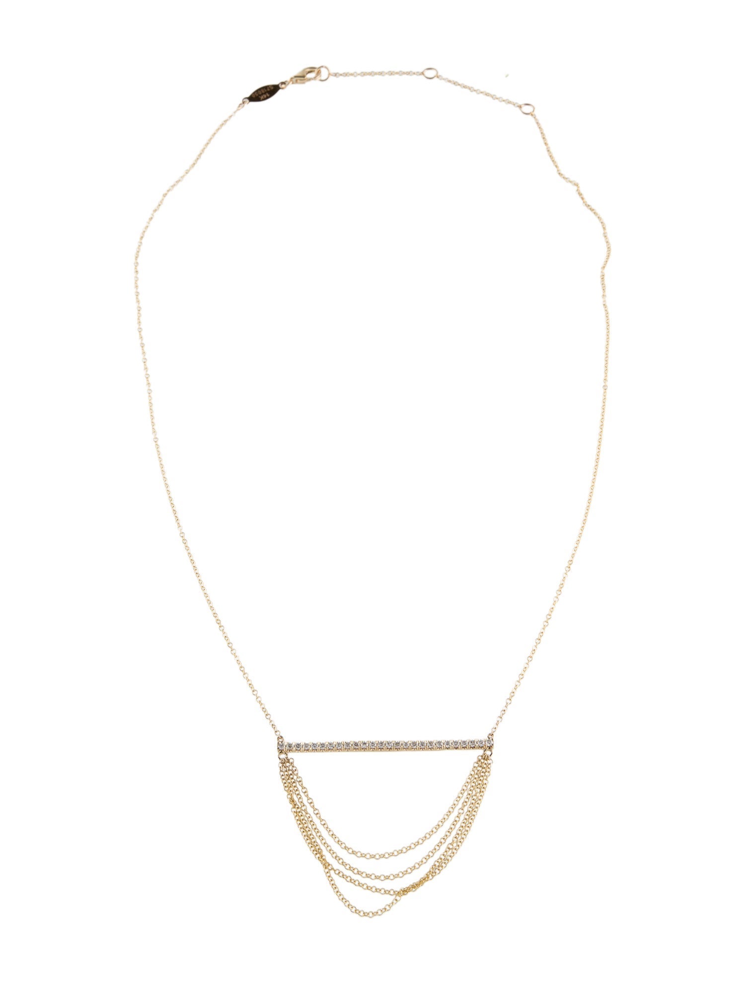 Gabriel & Co. 14K Diamond Draped Chain Bar Pendant Necklace