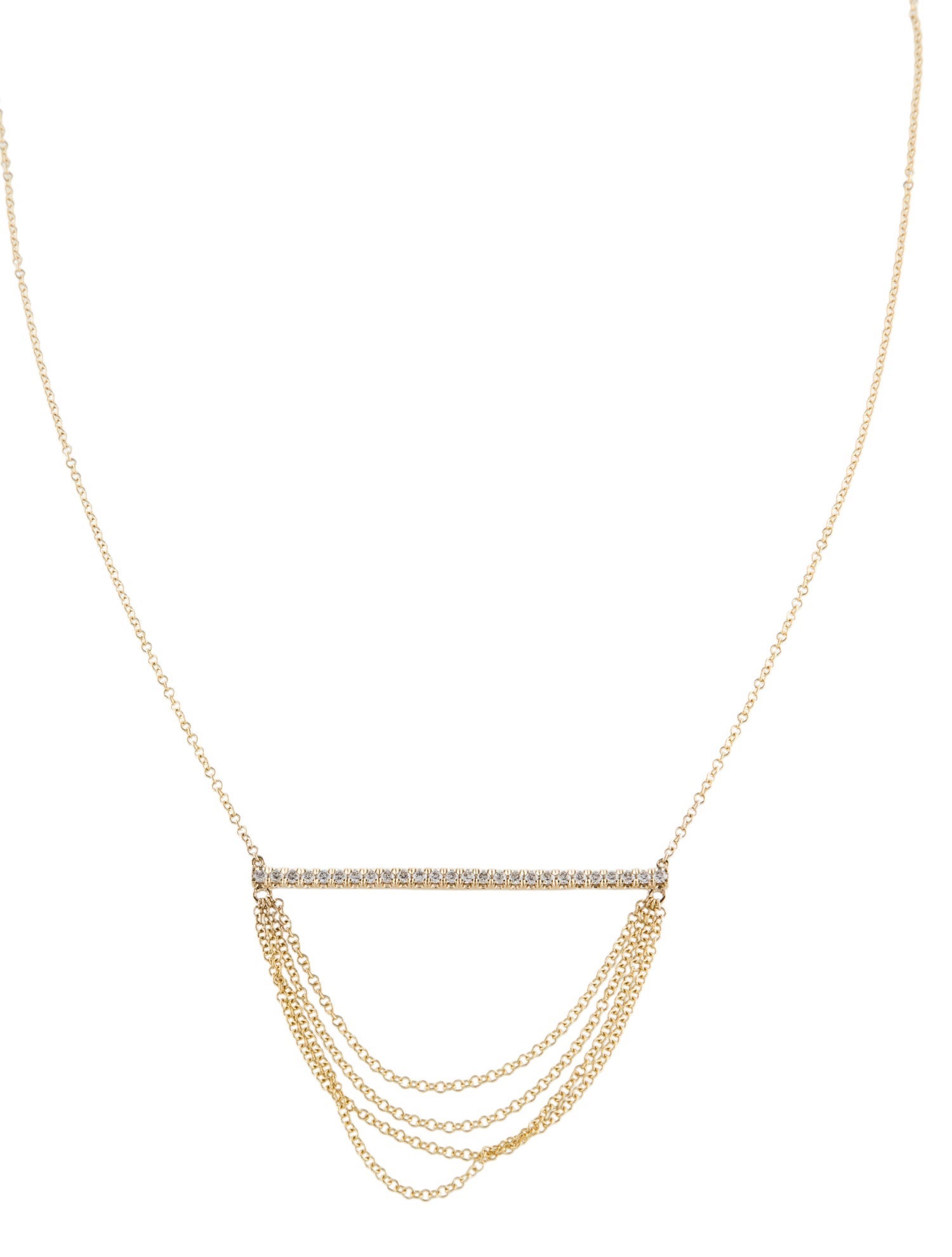 Gabriel & Co. 14K Diamond Draped Chain Bar Pendant Necklace