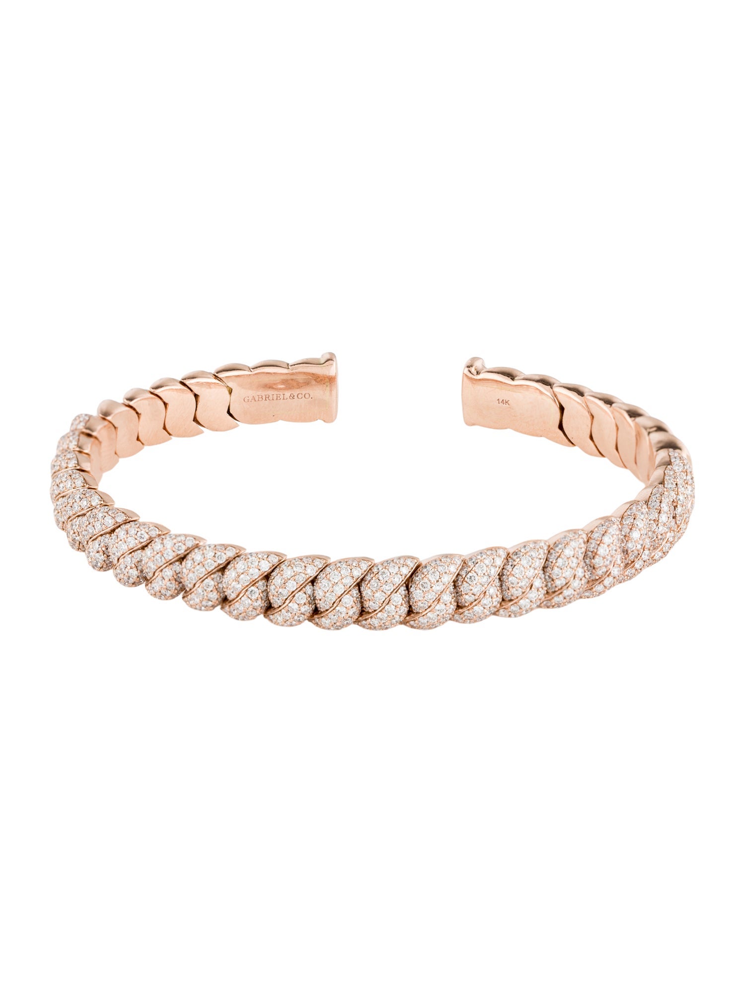 Gabriel & Co. 14K 3.74ctw Diamond Twisted Link Cuff Bracelet