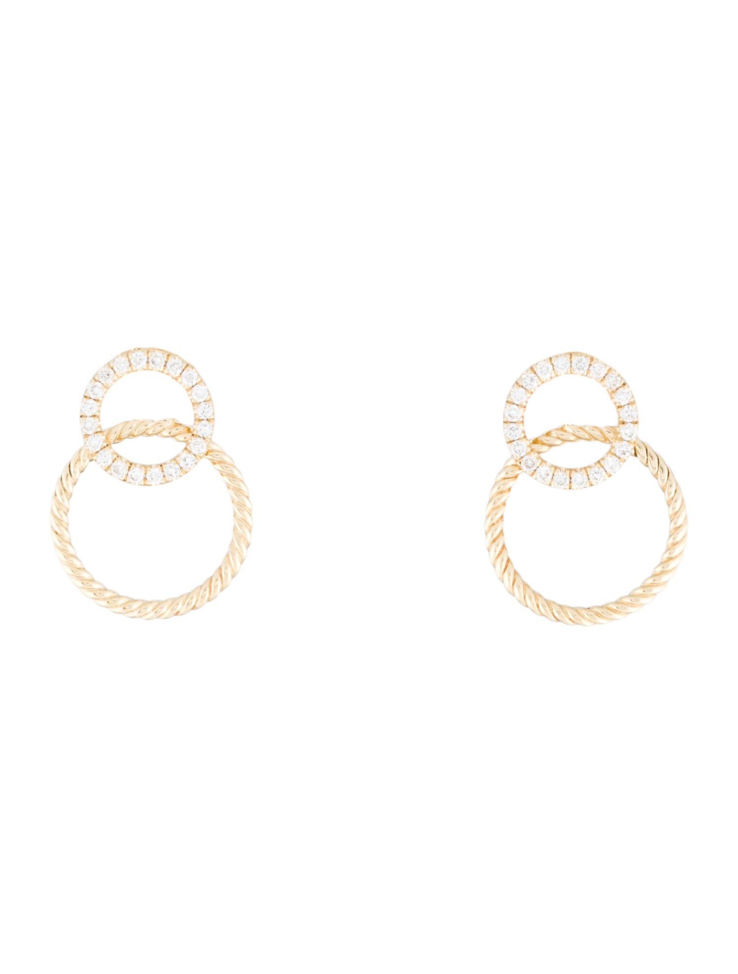 Gabriel & Co. 14K Diamond Peek A Boo Double Circle Diamond and Twisted Rope Earrings