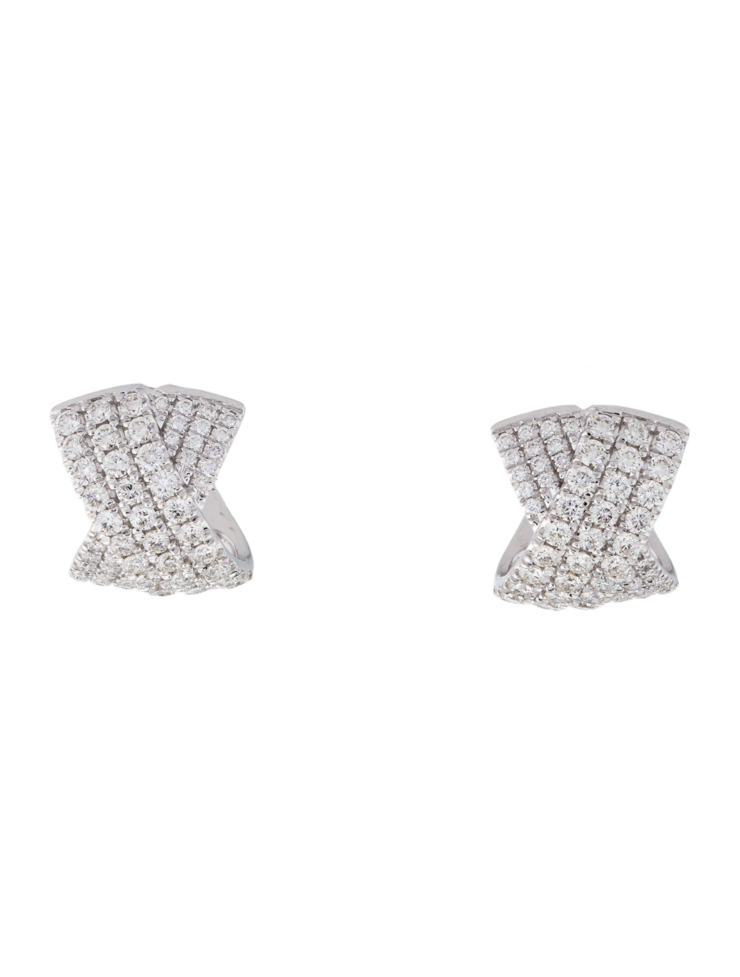 Gabriel & Co. 14K 1.36ctw Diamond Criss Cross Huggie Earrings