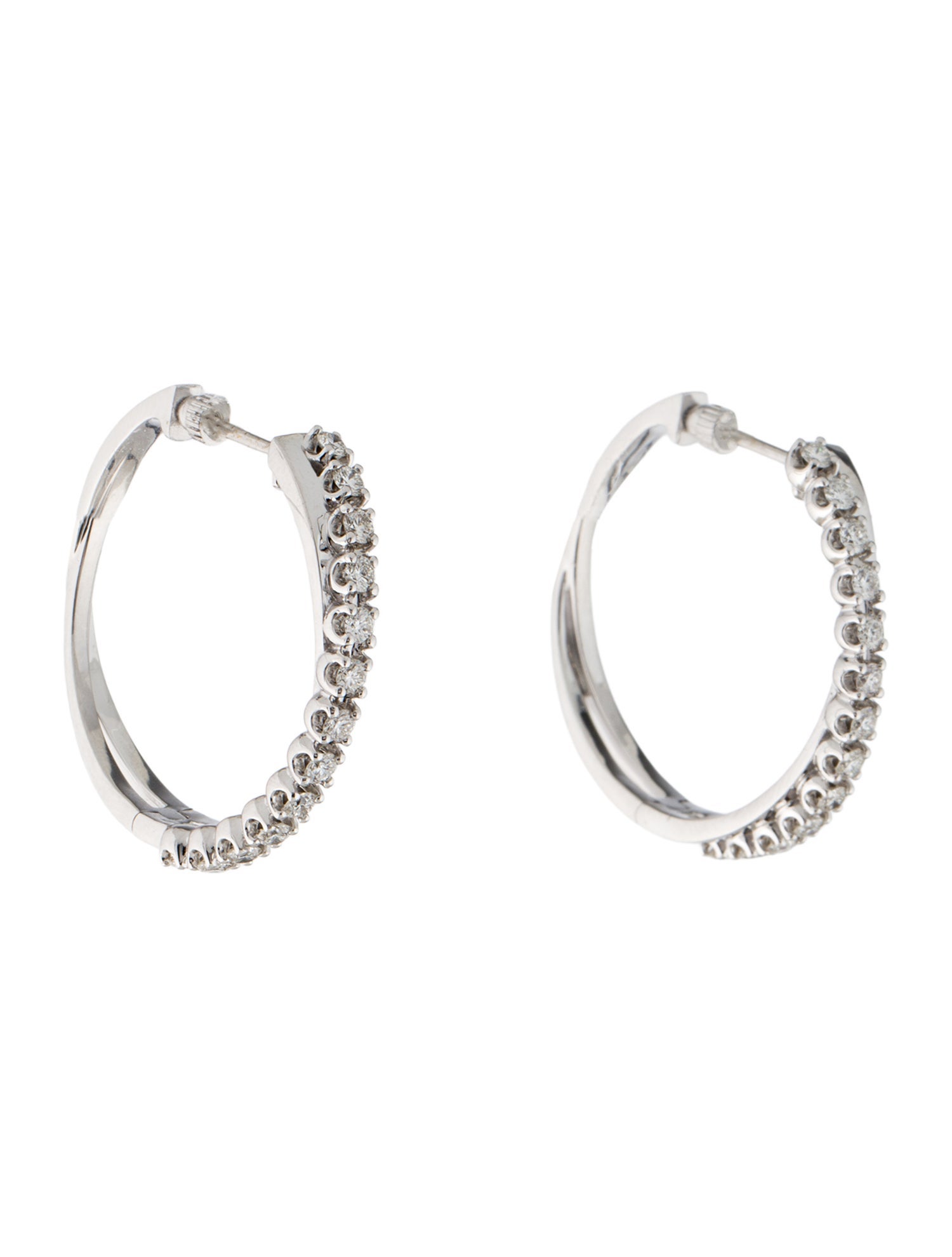 Gabriel & Co. 14K 1.17ctw Diamond Crossover Hoop Earrings