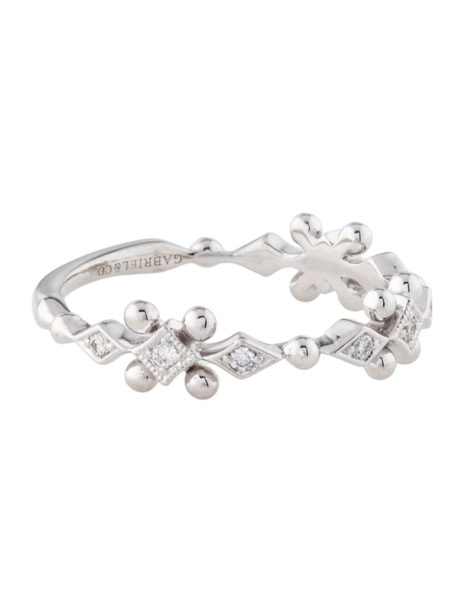 Gabriel & Co. 41K Diamond Beaded Stackable Band