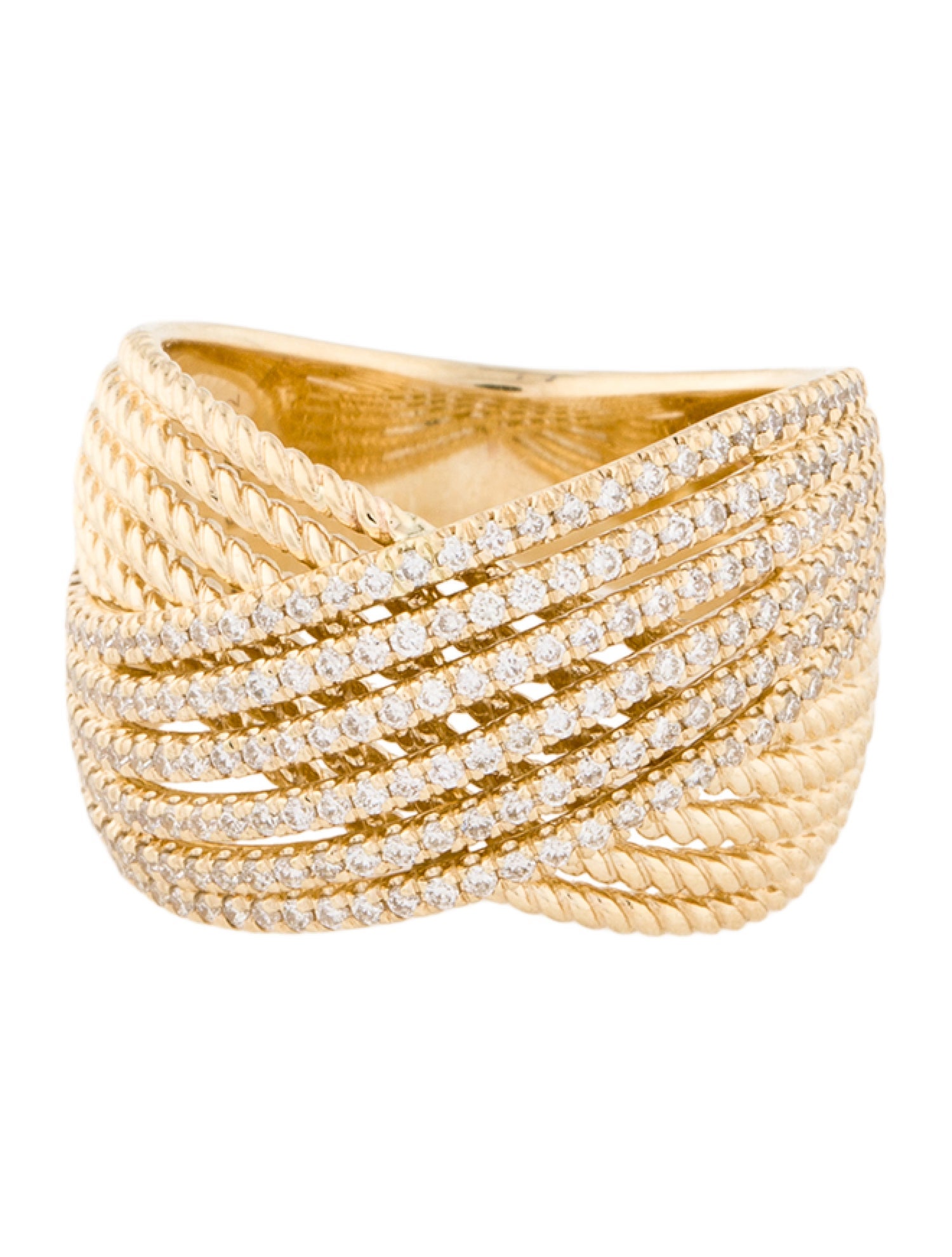 Gabriel & Co. 14K Diamond Twisted Rope Criss-Cross Ring
