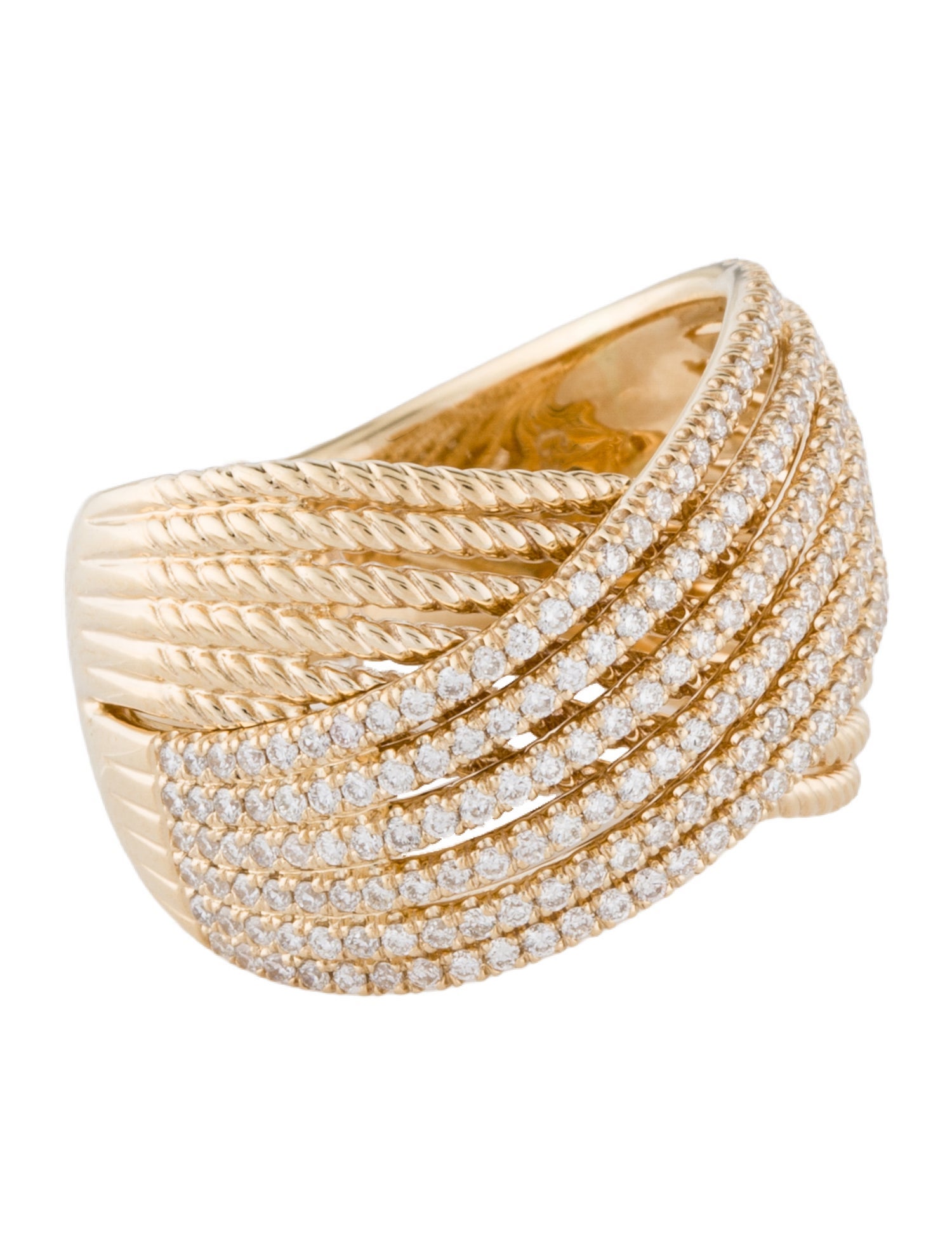 Gabriel & Co. 14K Diamond Twisted Rope Criss-Cross Ring