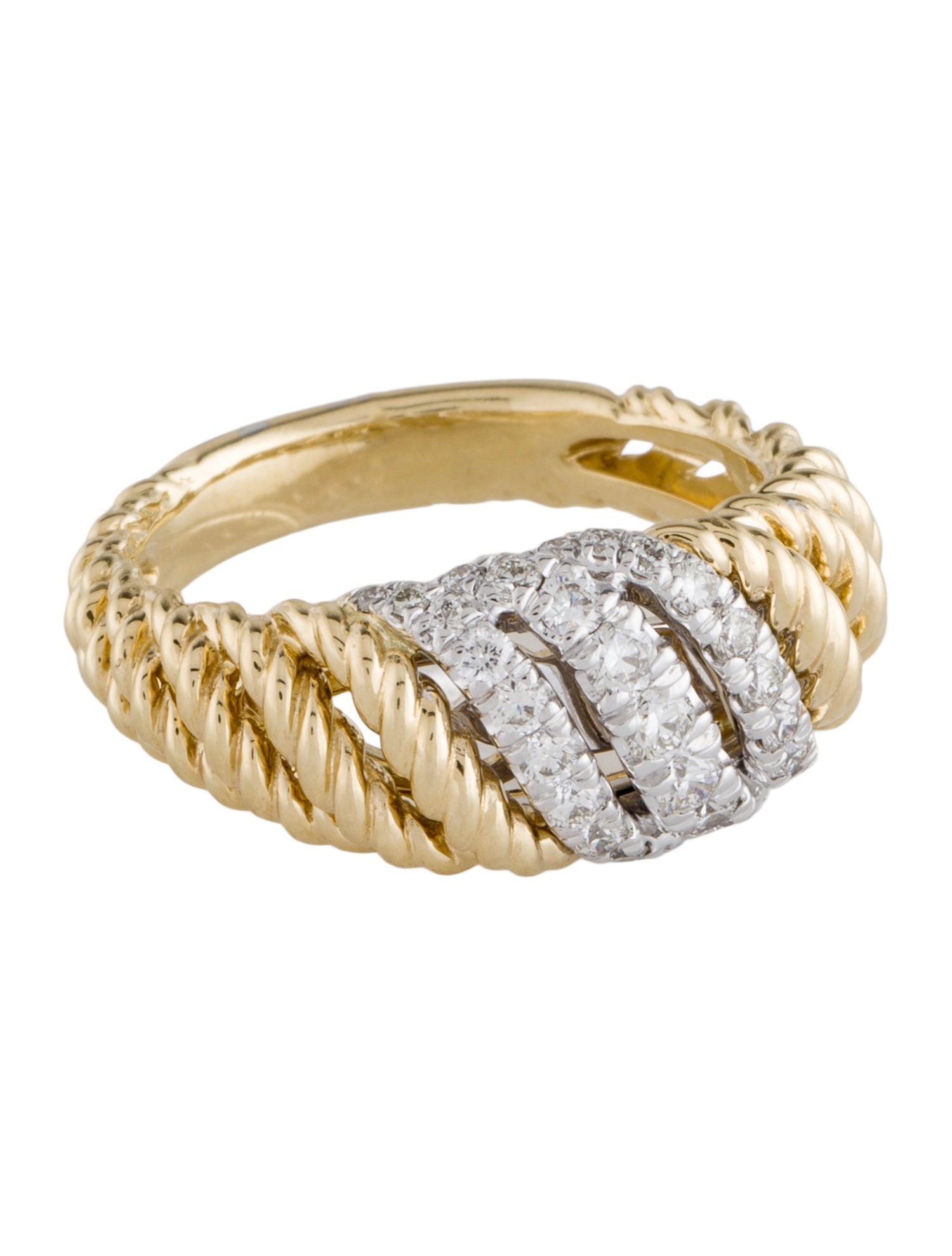Gabriel & Co. 14K Diamond Twisted Rope Ring