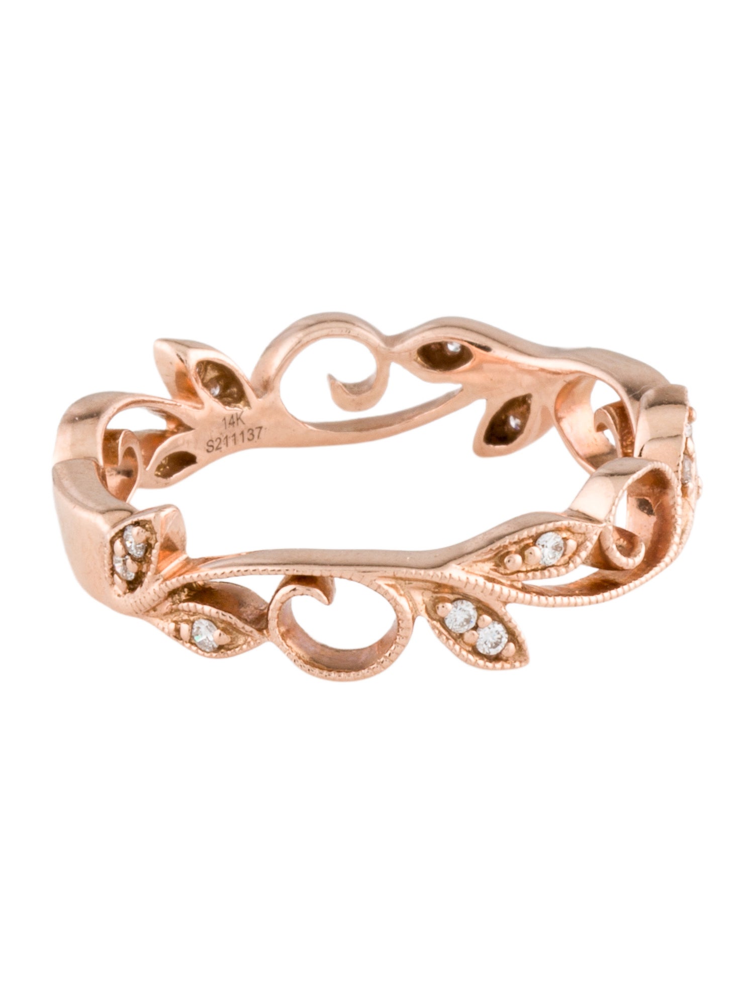 Gabriel & Co. 14K Diamond Scrolling Floral Stackable Band