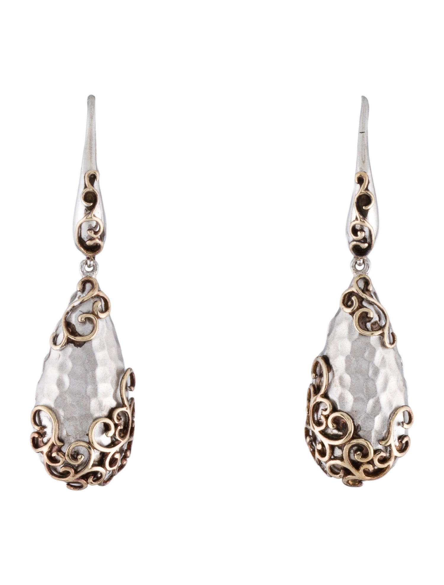 Gabriel & Co. Two-Tone Hammered Filigree Drop Earrings