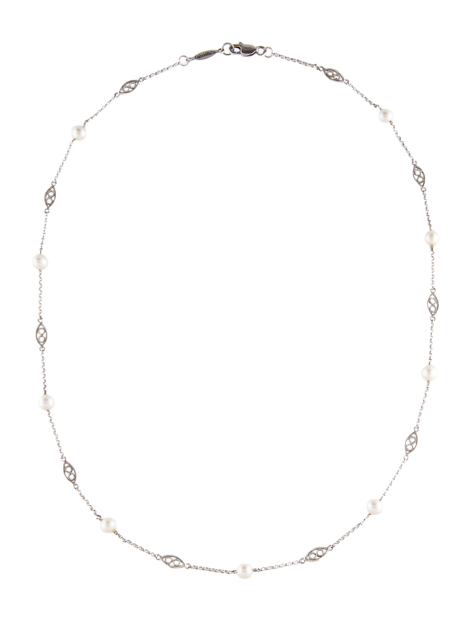 Gabriel & Co. 14K Pearl Station Necklace