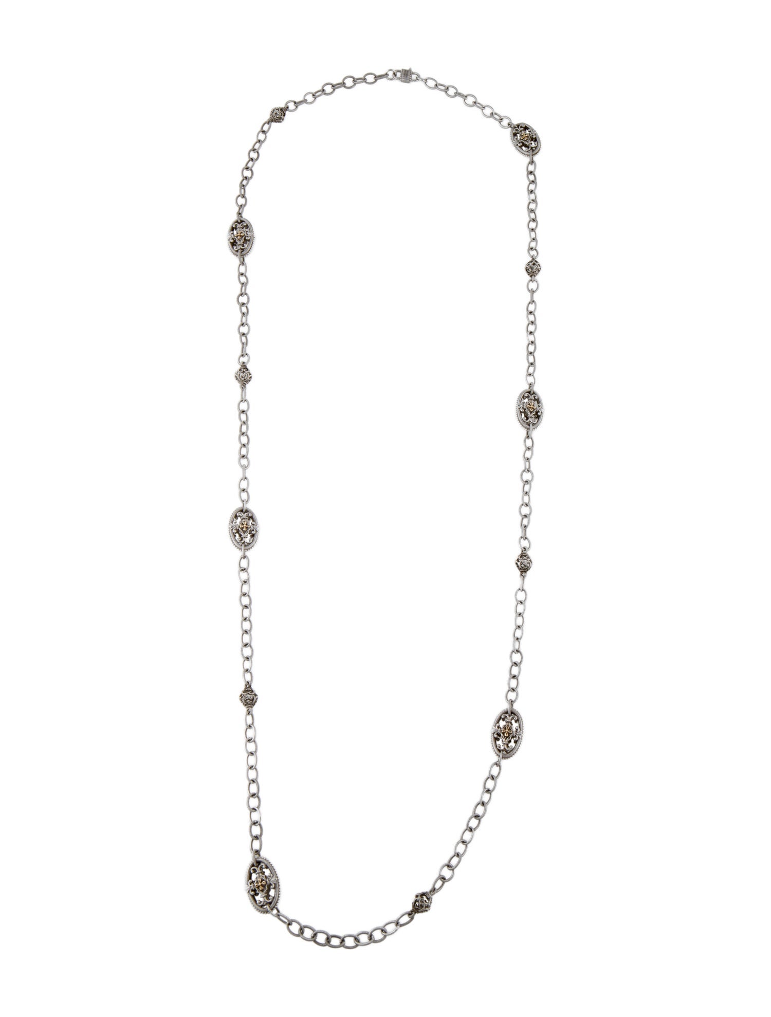 Gabriel & Co. Two-Tone Ornate Station Necklace