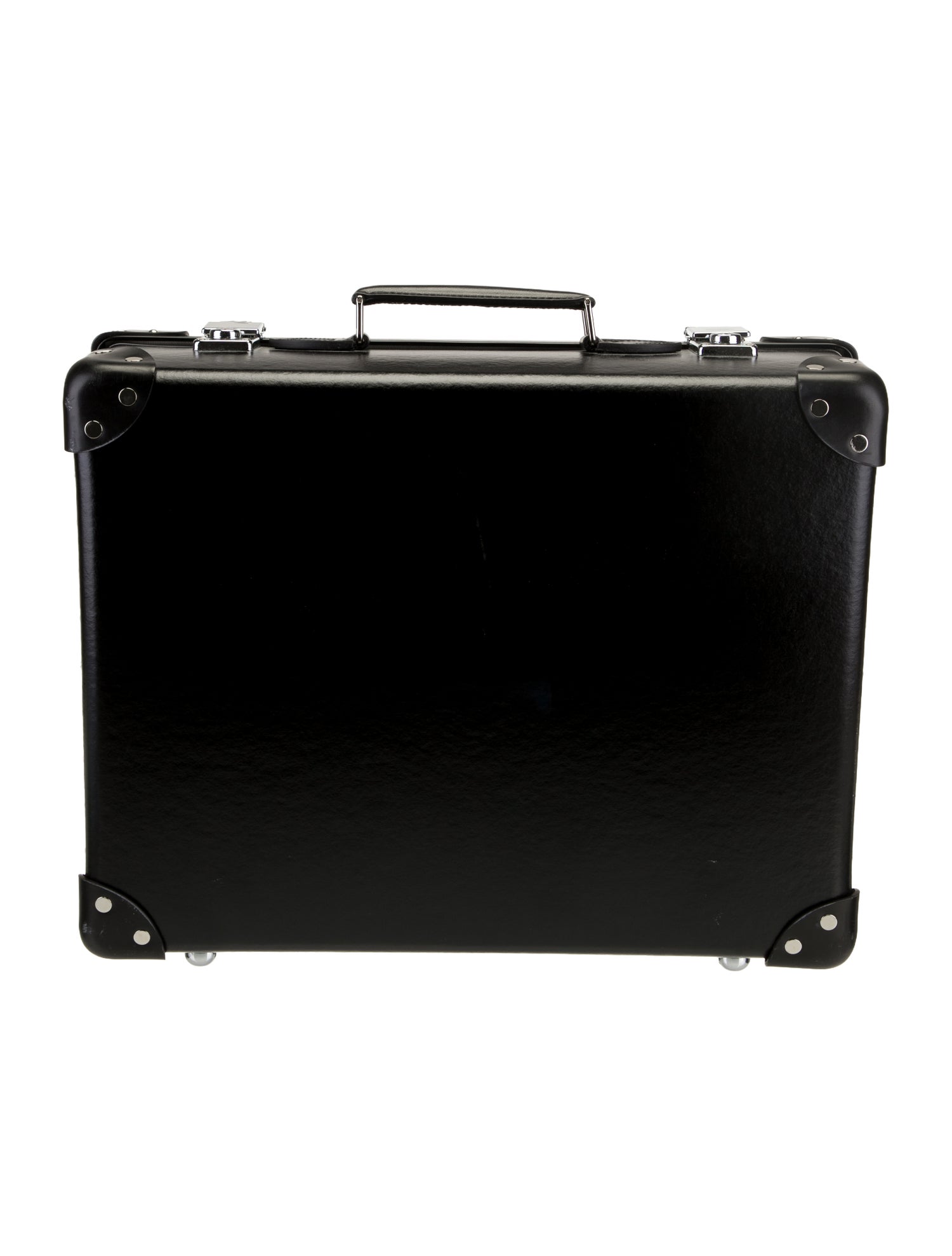 Globe-Trotter Men's black leather trunk suitcase