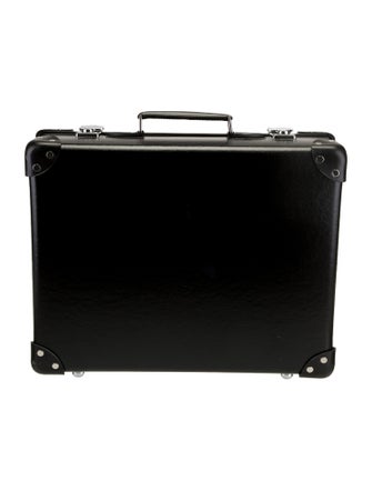 Globe-Trotter Men's black leather trunk suitcase
