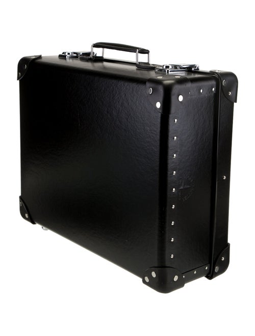 Globe-Trotter Men's black leather trunk suitcase