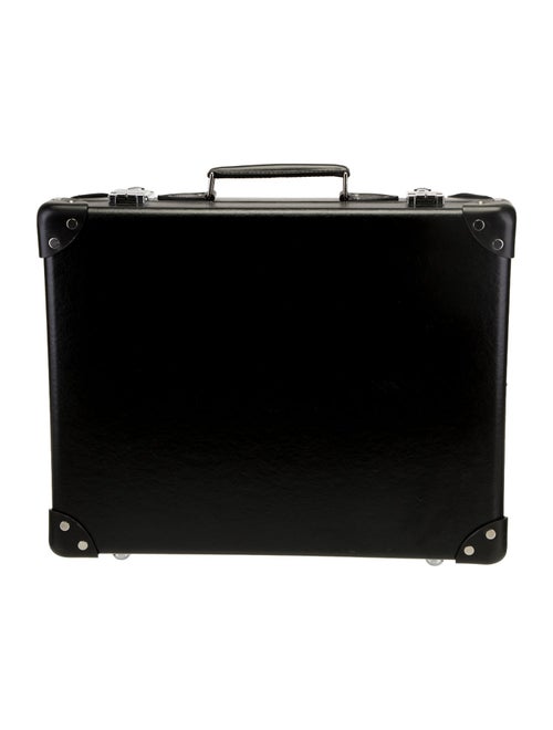 Globe-Trotter Men's black leather trunk suitcase