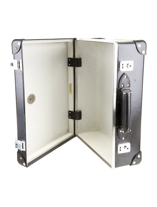 Globe-Trotter Men's black leather trunk suitcase