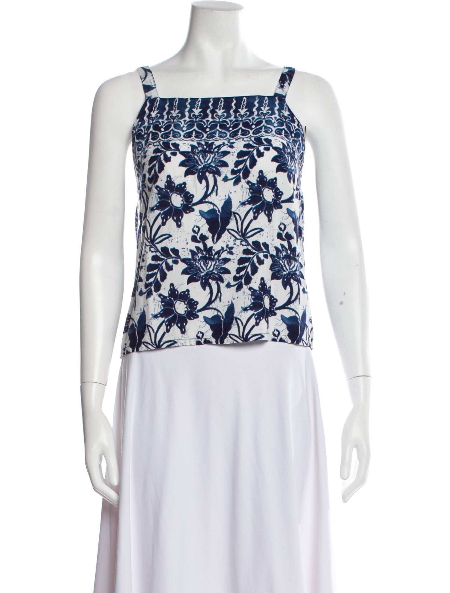 Globe-Trotter Floral Print Square Neckline Crop Top