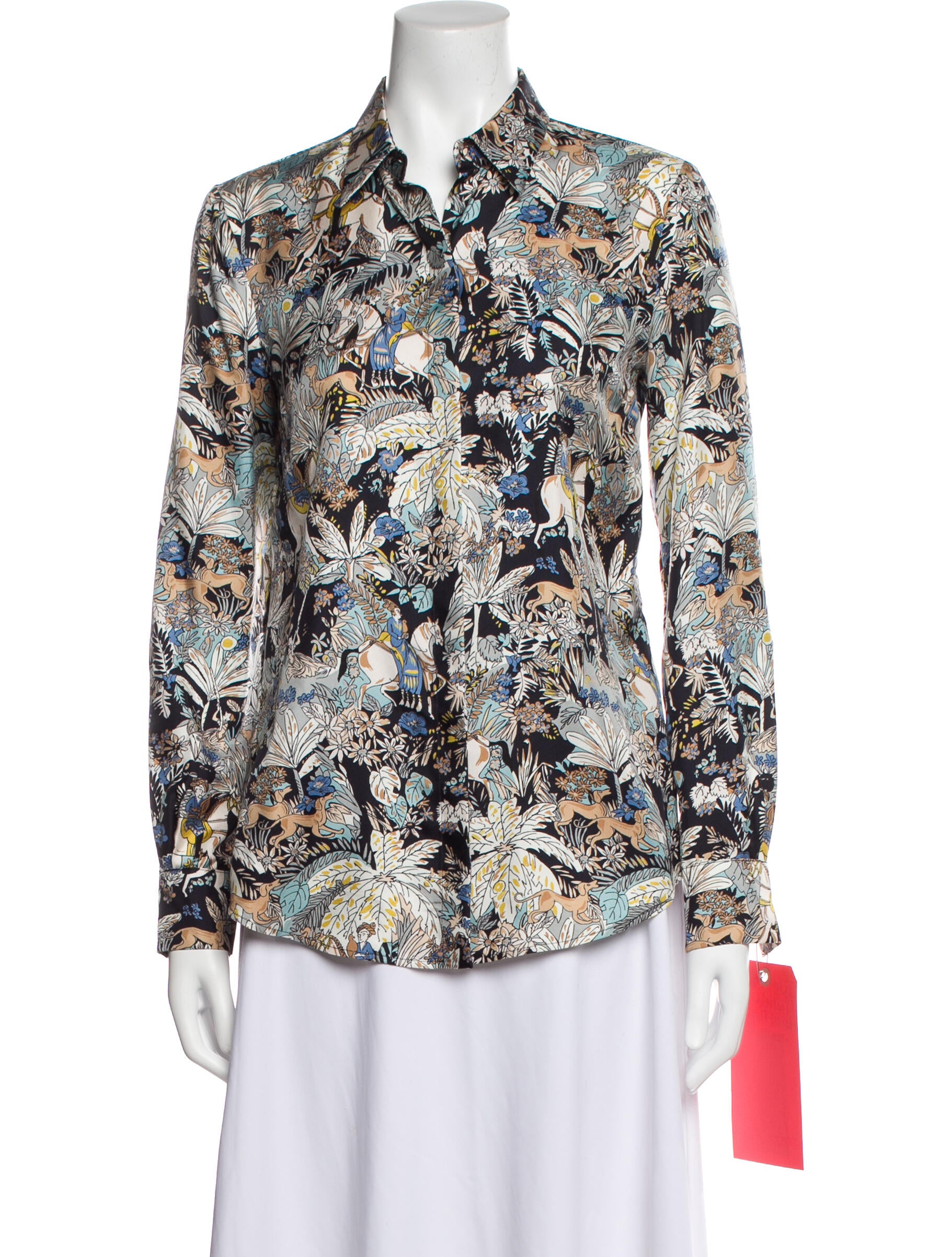 Gabriela Hearst Printed Long Sleeve Button-Up Top