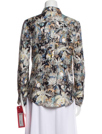Gabriela Hearst Printed Long Sleeve Button-Up Top