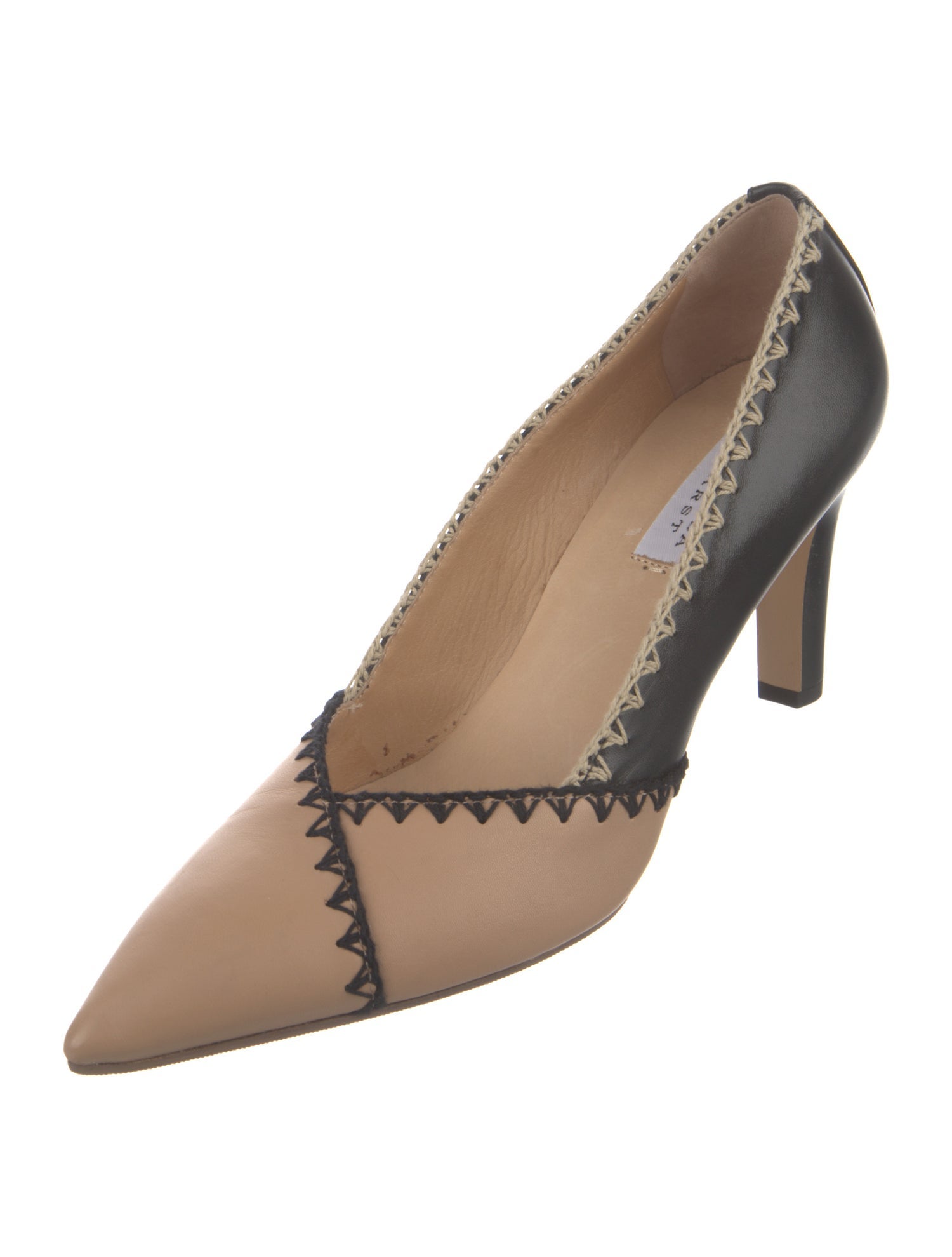 Gabriela Hearst Leather Embroidered Accent Pumps