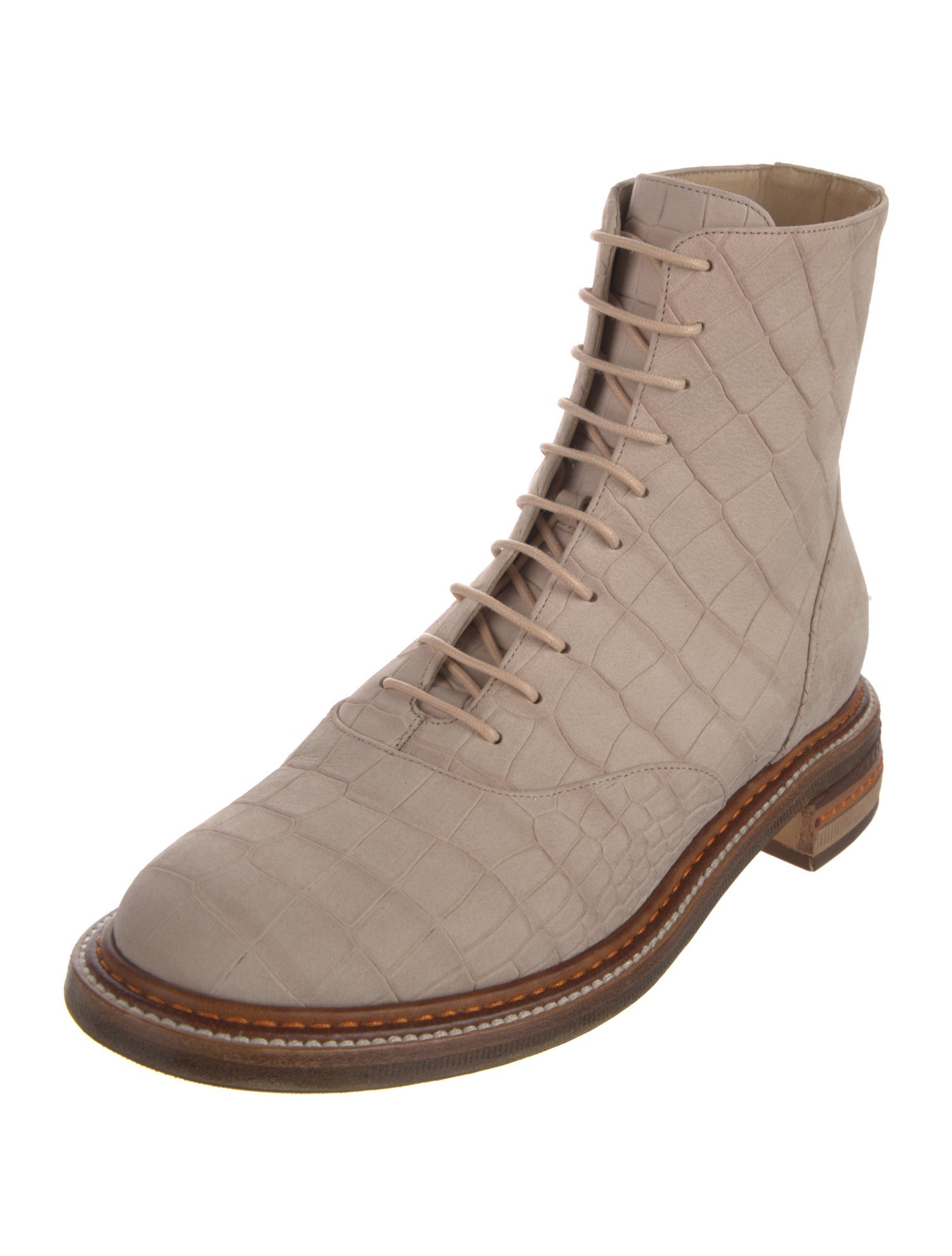 Gabriela Hearst Embossed Leather Printed Combat Boots