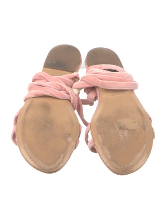 Gabriela Hearst Velvet Floral Print T-Strap Sandals