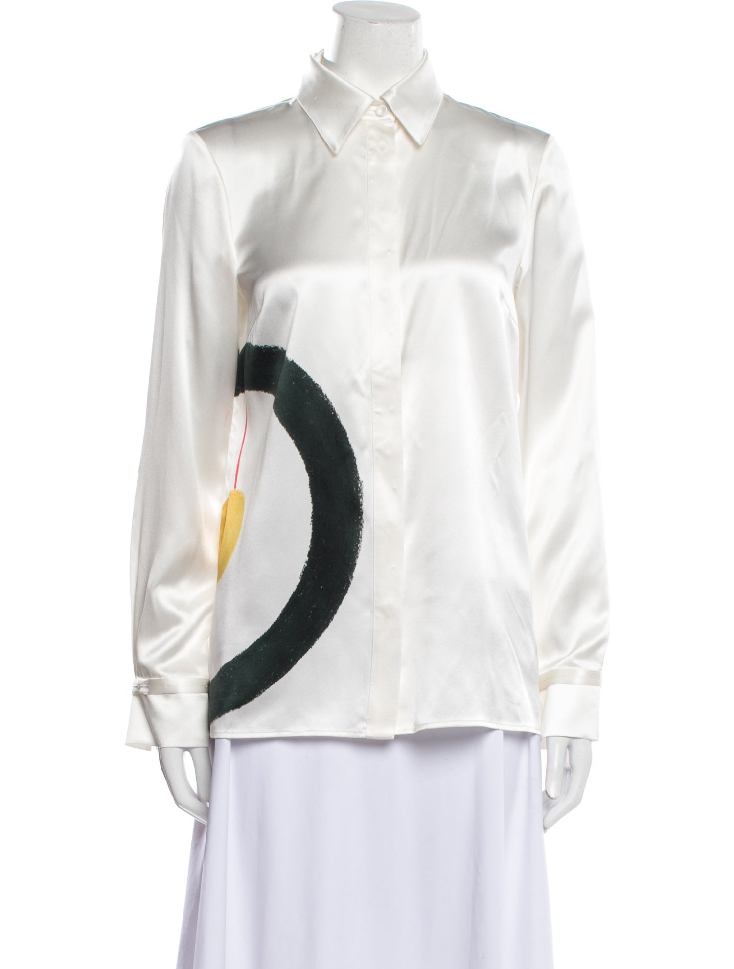 Gabriela Hearst Silk Long Sleeve Button-Up Top