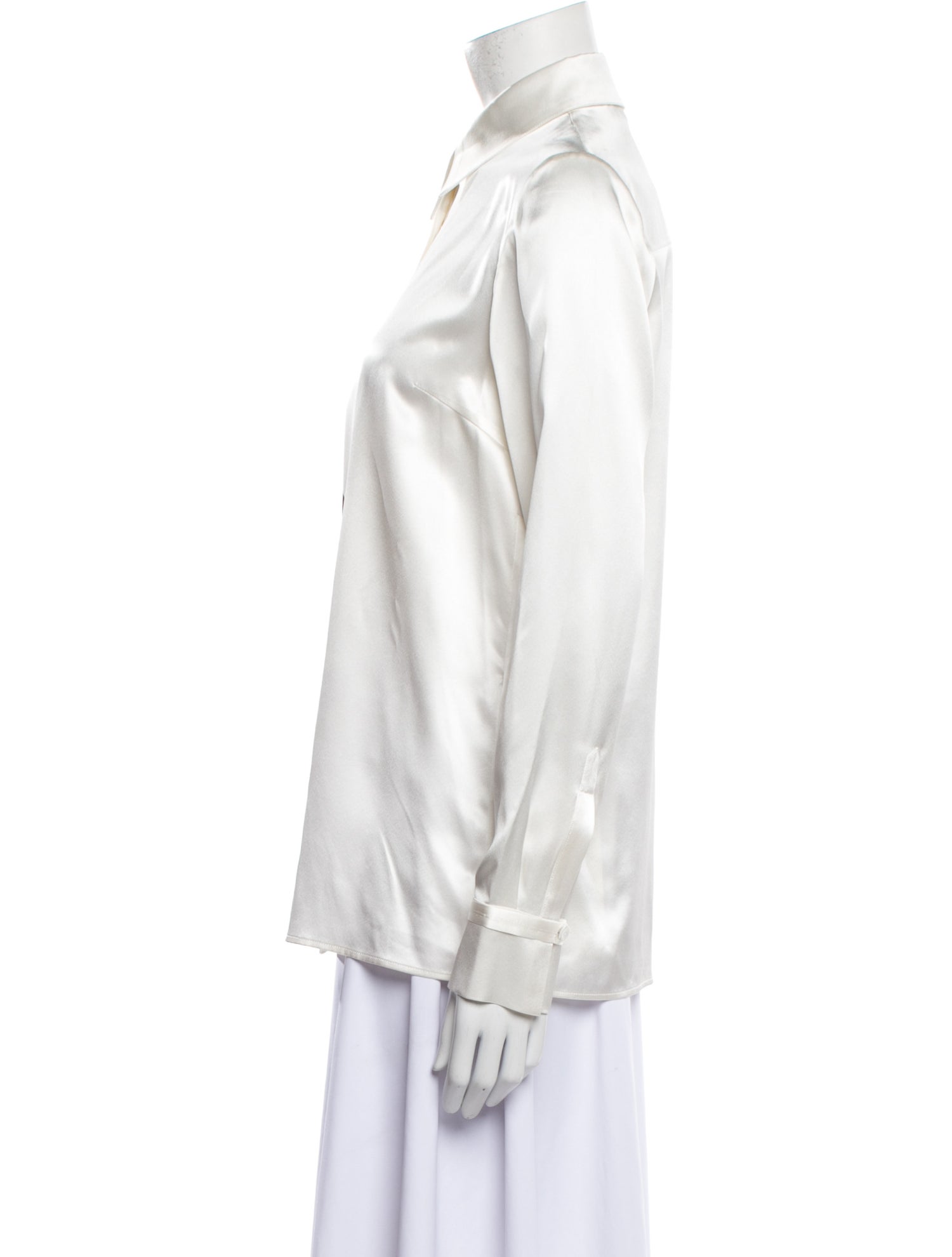 Gabriela Hearst Silk Long Sleeve Button-Up Top