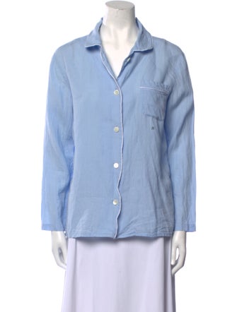 Gabriela Hearst Linen Long Sleeve Button-Up Top