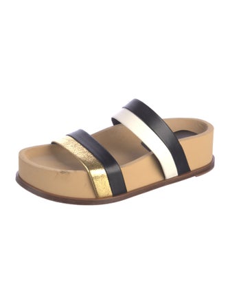 Gabriela Hearst Leather Colorblock Pattern Slides