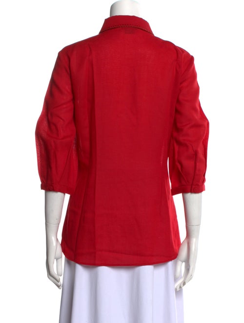 Gabriela Hearst Virgin Wool Three-Quarter Sleeve Button-Up Top