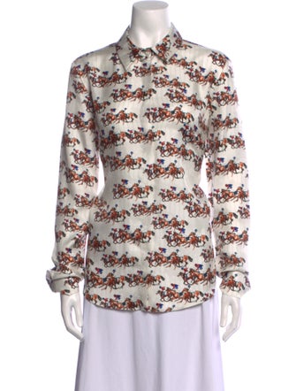 Gabriela Hearst Silk Printed Button-Up Top