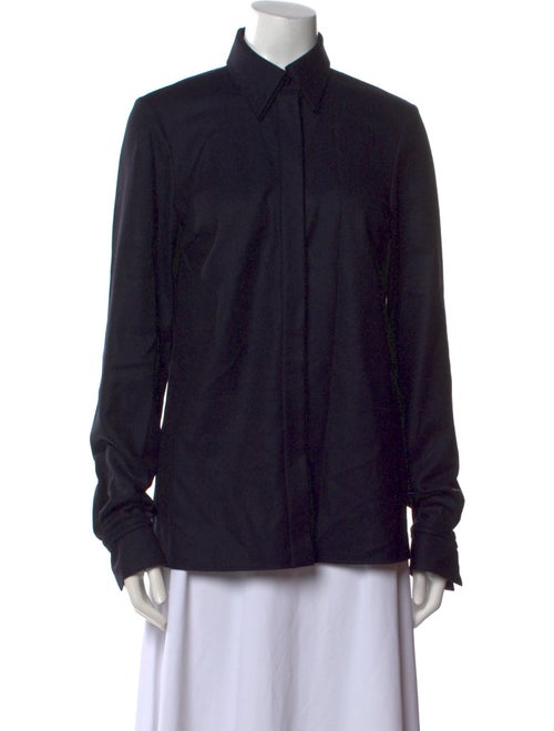 Gabriela Hearst Virgin Wool Long Sleeve Button-Up Top