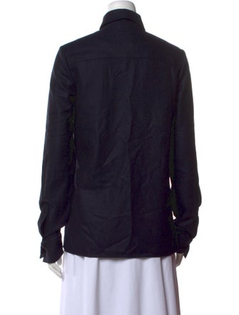 Gabriela Hearst Virgin Wool Long Sleeve Button-Up Top