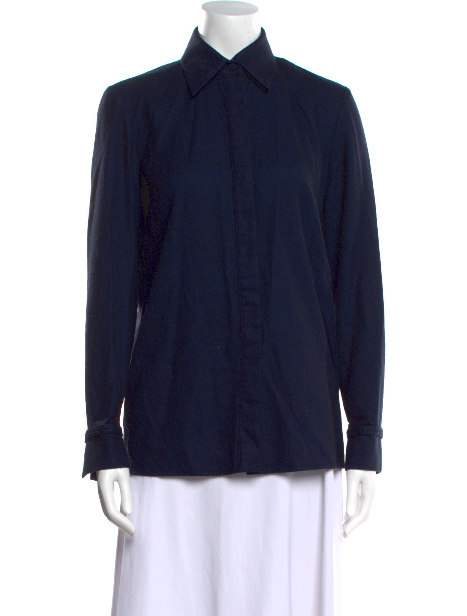 Gabriela Hearst Virgin Wool Long Sleeve Button-Up Top
