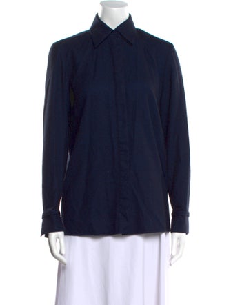 Gabriela Hearst Virgin Wool Long Sleeve Button-Up Top