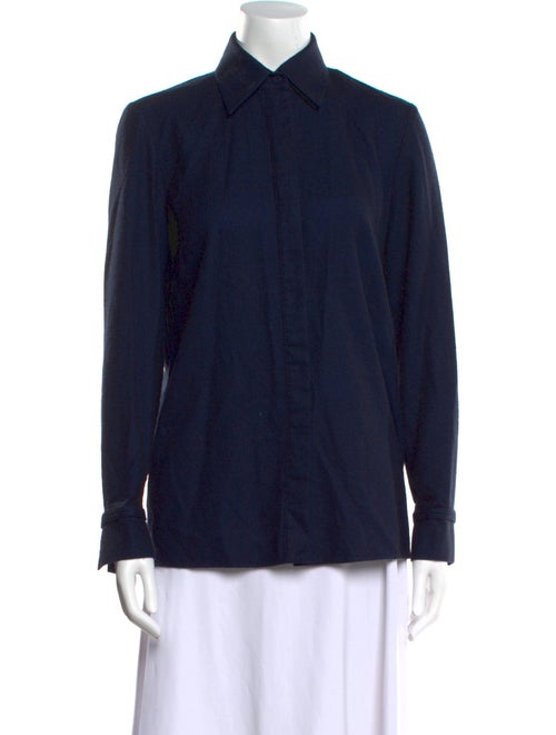Gabriela Hearst Virgin Wool Long Sleeve Button-Up Top