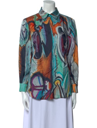 Gabriela Hearst Silk Printed Button-Up Top