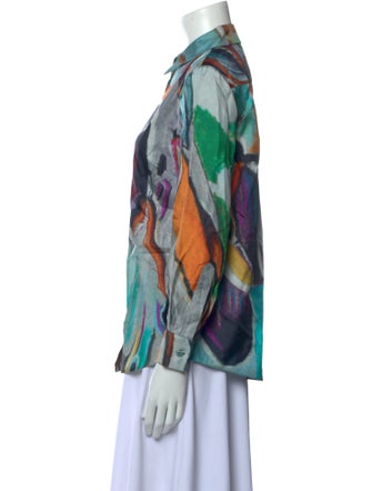 Gabriela Hearst Silk Printed Button-Up Top