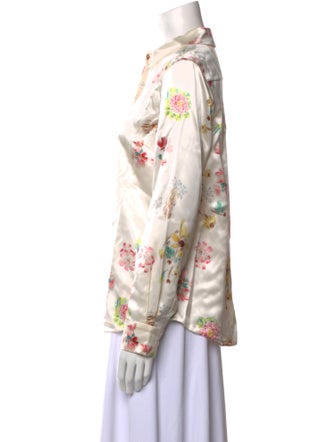 Gabriela Hearst Silk Floral Print Button-Up Top
