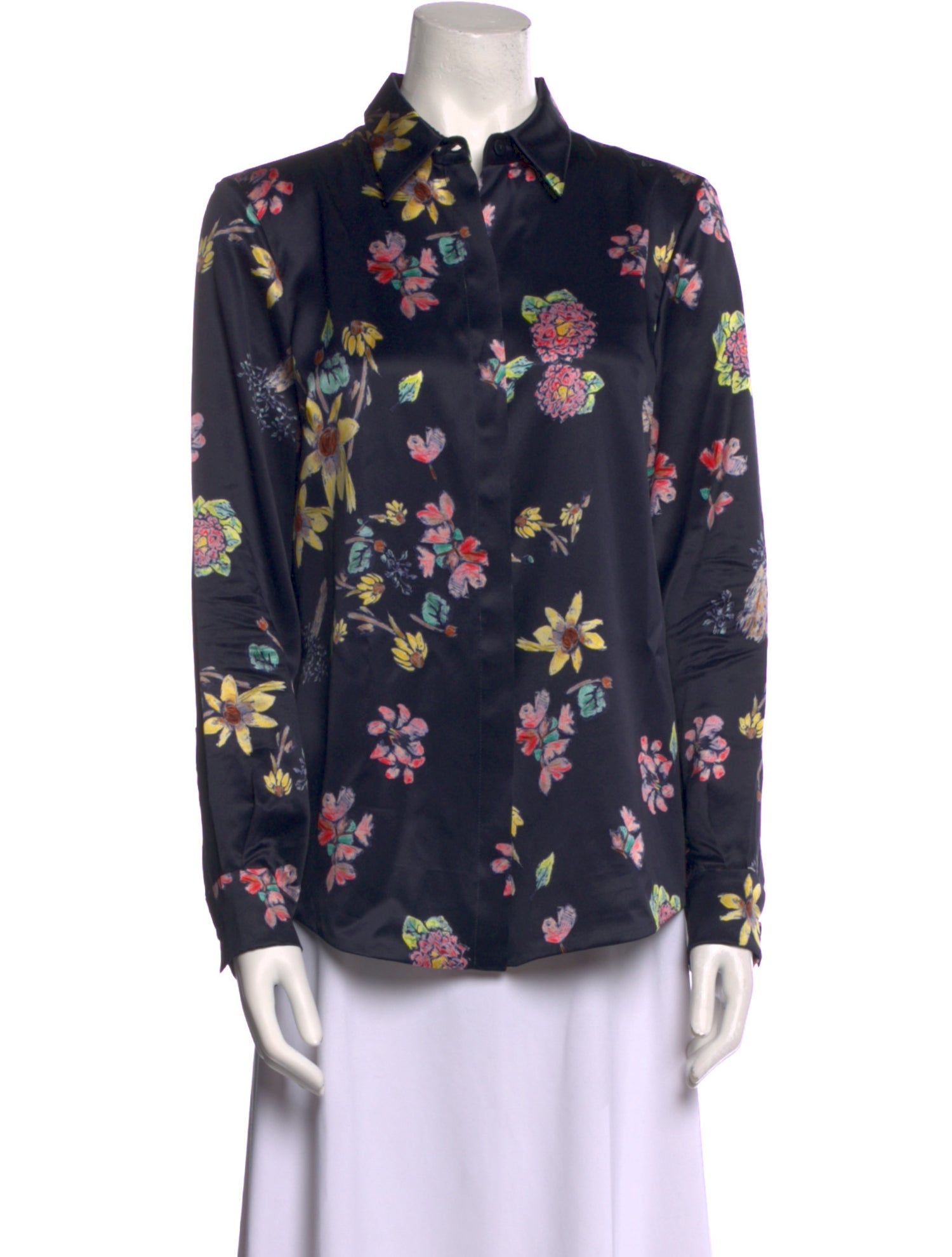 Gabriela Hearst Floral Print Long Sleeve Button-Up Top
