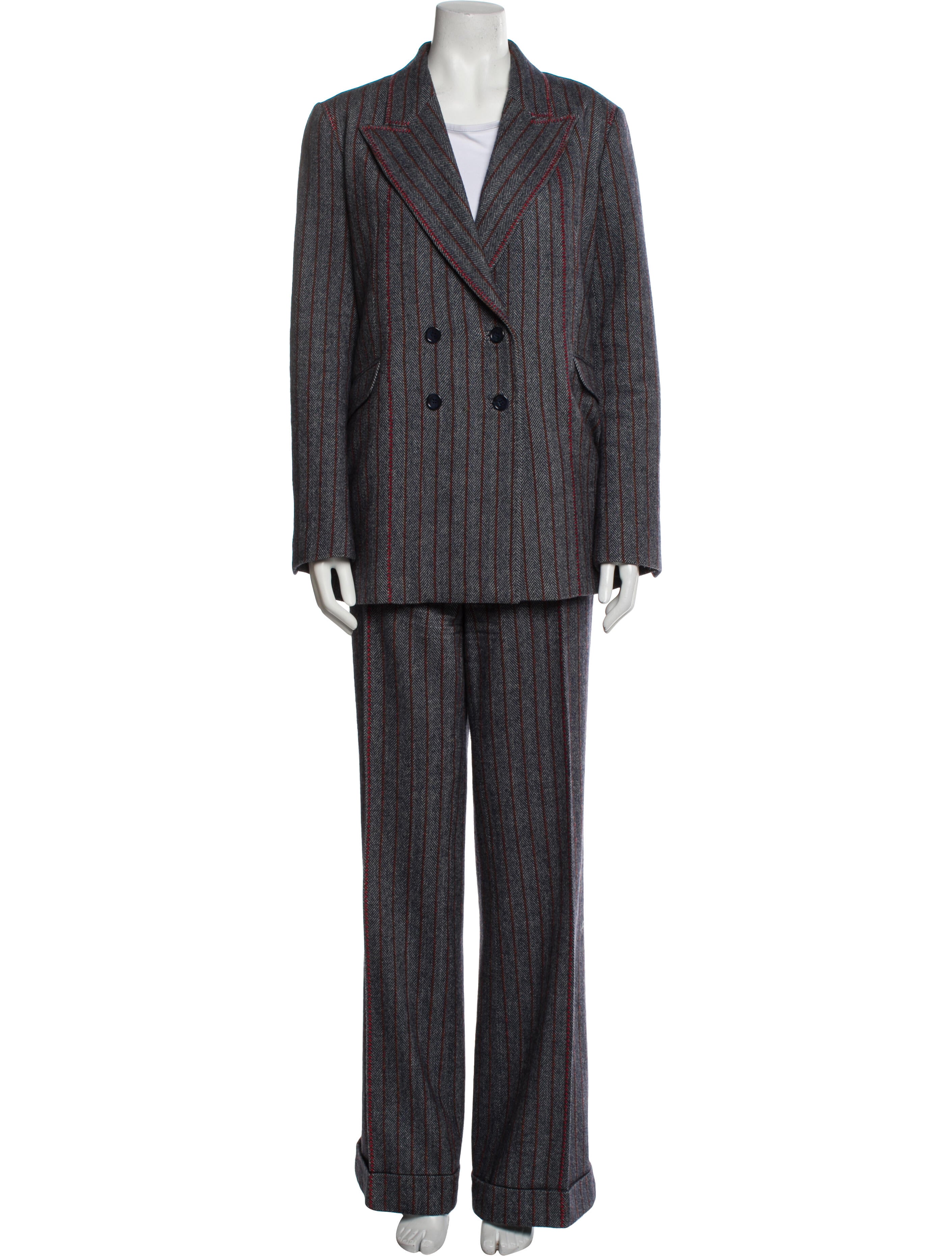 Gabriela Hearst Wool Striped Pantsuit