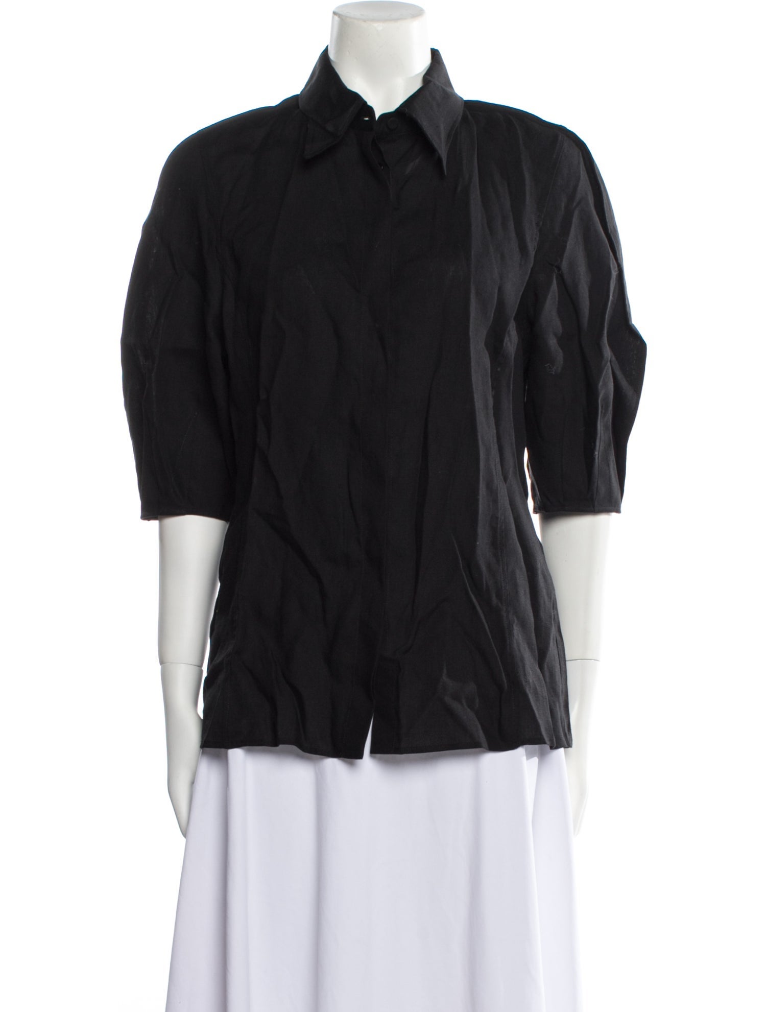 Gabriela Hearst Linen Three-Quarter Sleeve Button-Up Top