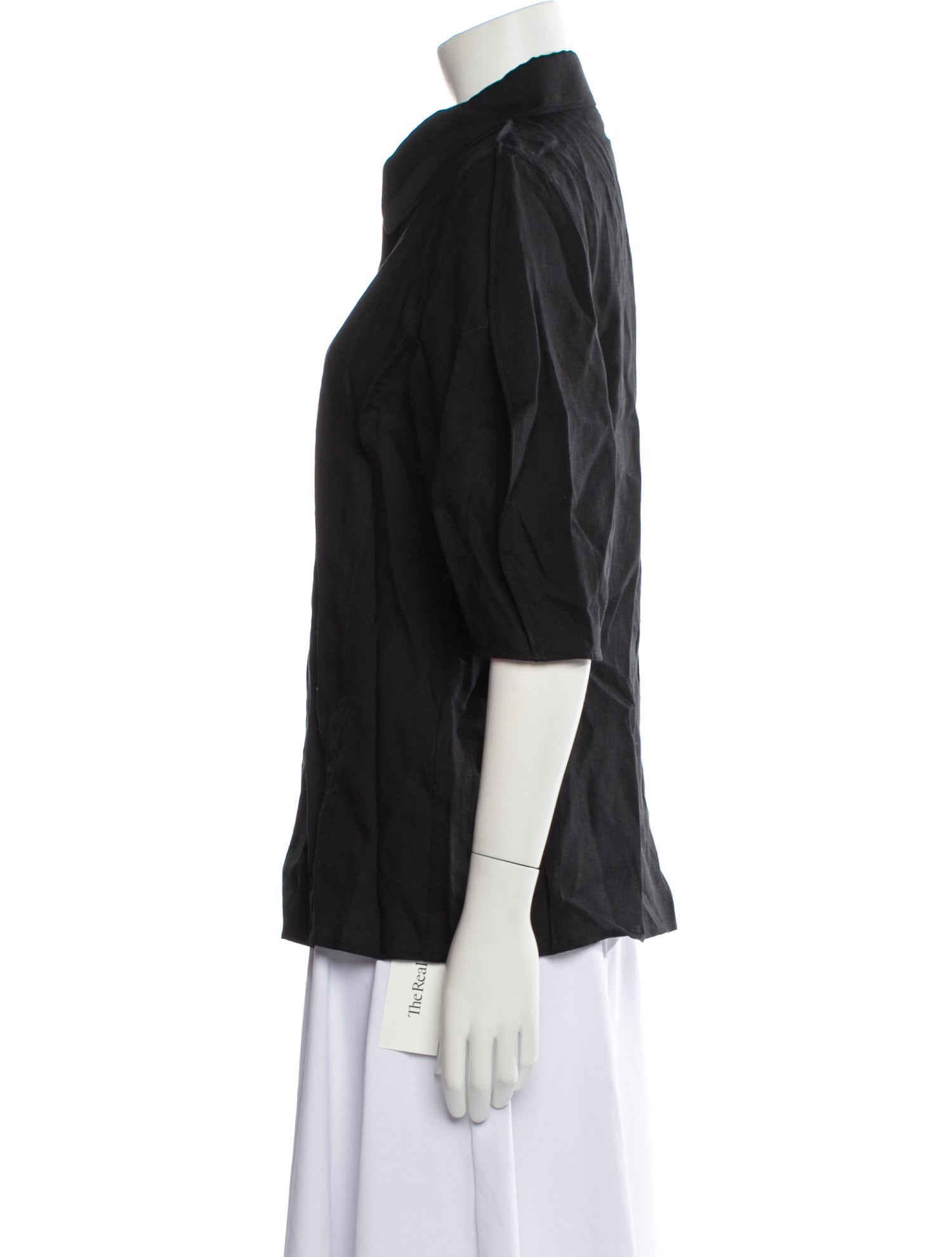 Gabriela Hearst Linen Three-Quarter Sleeve Button-Up Top