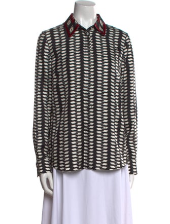 Gabriela Hearst Printed Long Sleeve Button-Up Top