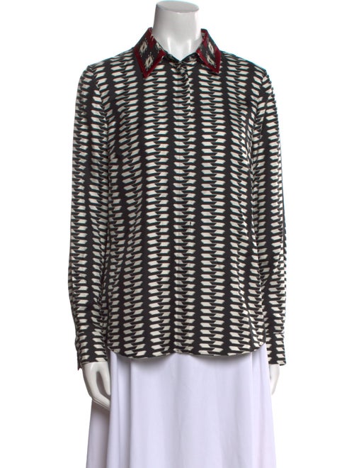 Gabriela Hearst Printed Long Sleeve Button-Up Top